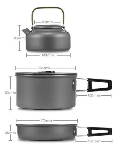 Set Ollas Con Utensilios Outdoor Camping Para Cocinilla