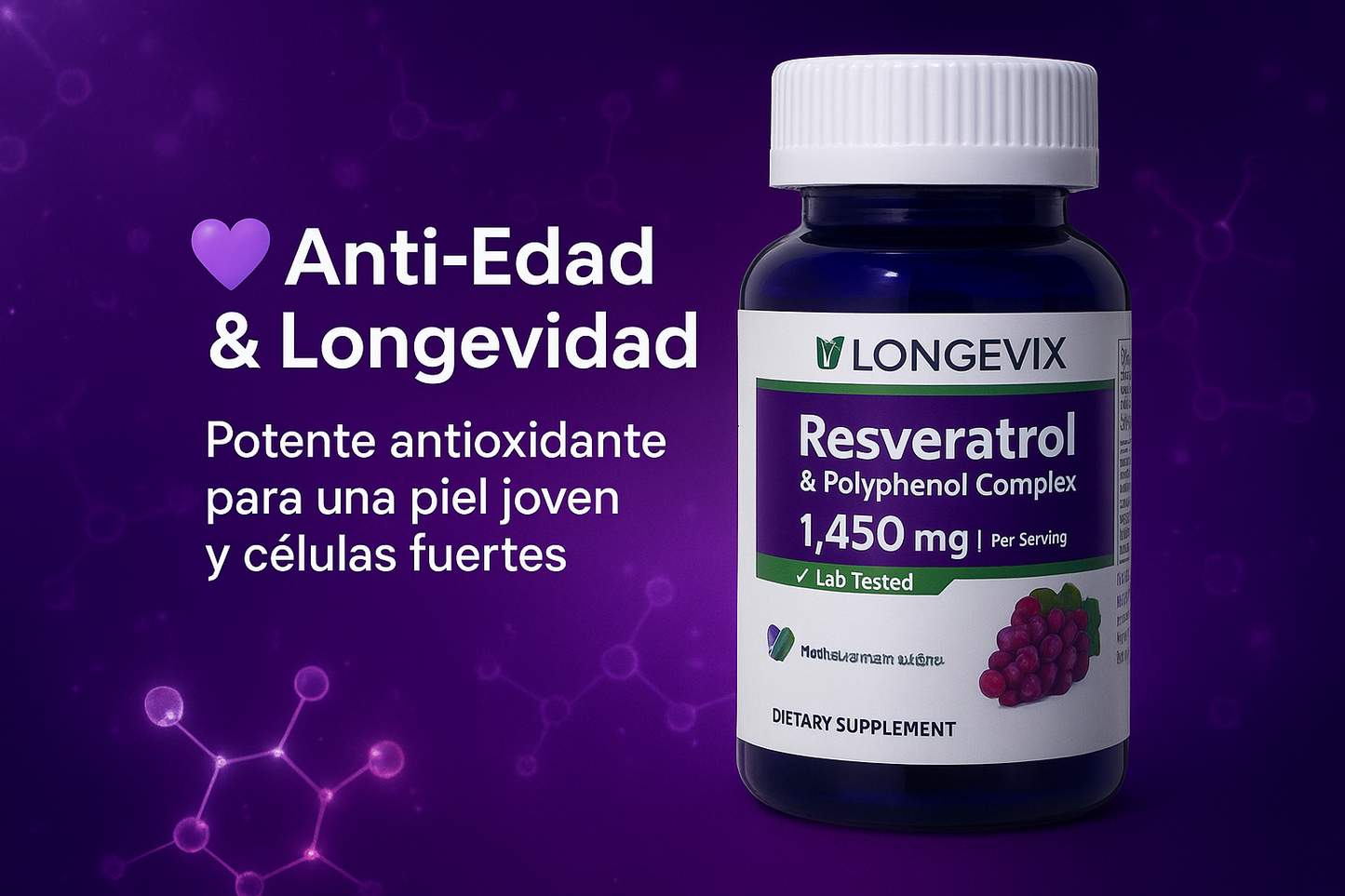 🩵🍇 LongevBoost Resveratrolᵀᴹ 🍇🩵 60 CAPS 1450 mg
