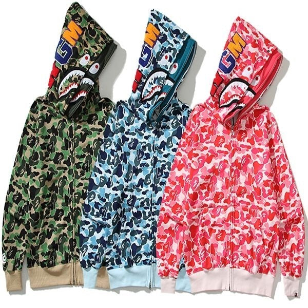 Poleron con Capucha BAPE Shark de A Bathing Ape TIBURÓN CAMUFLAJE / S - M - L - XL / CALIDAD PK - LX🔥