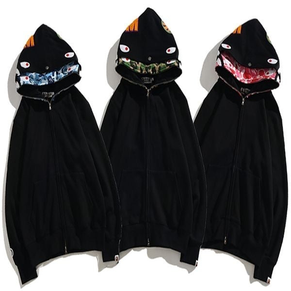 Poleron con Capucha BAPE Shark de A Bathing Ape TIBURÓN CAMUFLAJE / S - M - L - XL / CALIDAD PK - LX🔥