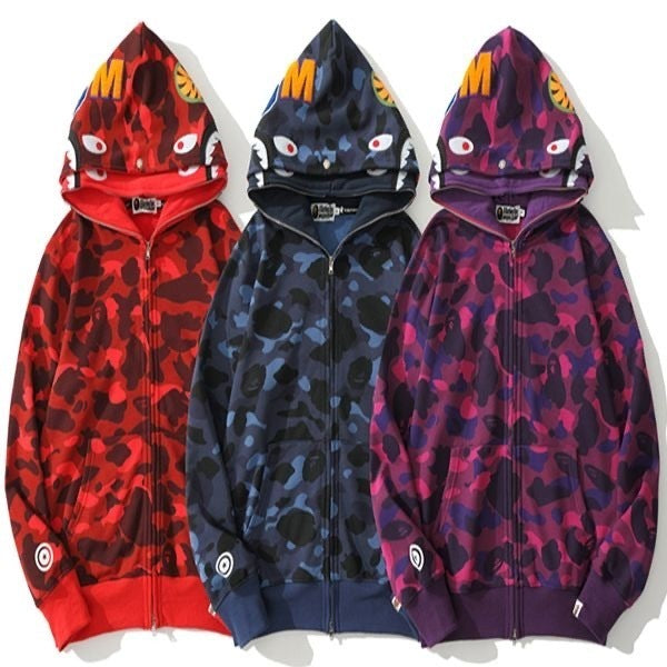 Poleron con Capucha BAPE Shark de A Bathing Ape TIBURÓN CAMUFLAJE / S - M - L - XL / CALIDAD PK - LX🔥