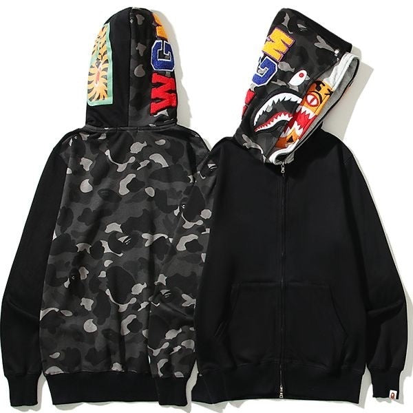 Poleron con Capucha BAPE Shark de A Bathing Ape TIBURÓN CAMUFLAJE / S - M - L - XL / CALIDAD PK - LX🔥