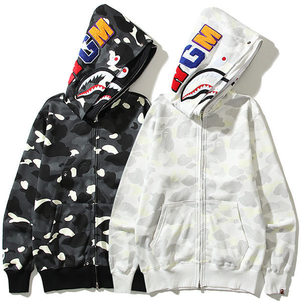Poleron con Capucha BAPE Shark de A Bathing Ape TIBURÓN CAMUFLAJE / S - M - L - XL / CALIDAD PK - LX🔥
