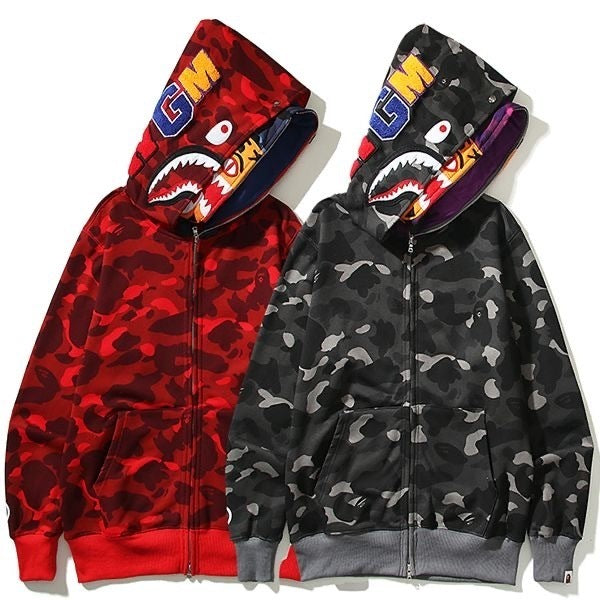 Poleron con Capucha BAPE Shark de A Bathing Ape TIBURÓN CAMUFLAJE / S - M - L - XL / CALIDAD PK - LX🔥