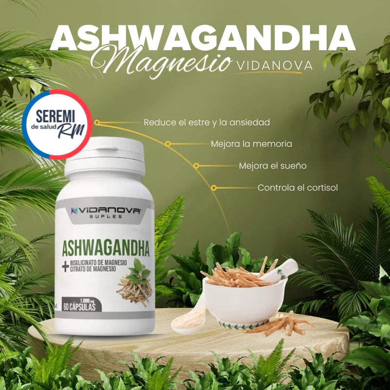 🌱🔥 Pure Ashwagandha™ 🔥🌱+ Magnesio 1000mg 60 CAPS 💯 ORIGINAL💯🔥 (NO CONTAMOS CON IMITACIONES) 🔥