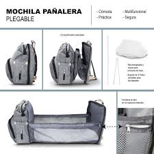 Pañalera Cuna mudador 3en1 Gris
